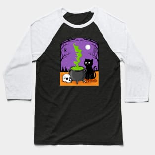 Cat and Witch Baseball T-Shirt